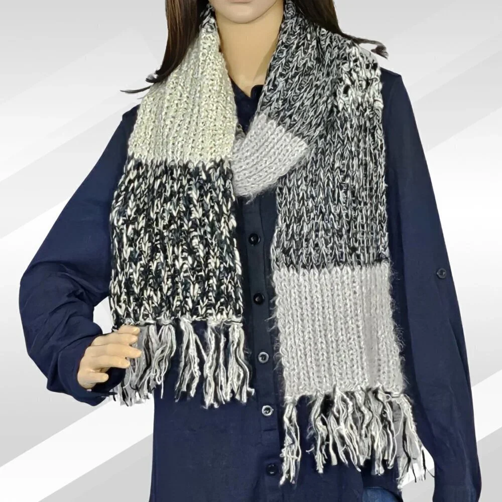 2/$30 INC International Concepts Women’s Colorblock Muffler Scarf Black NWT O/S